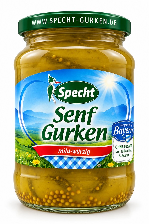 Specht Senfgurken geschnitten im Glas 215g