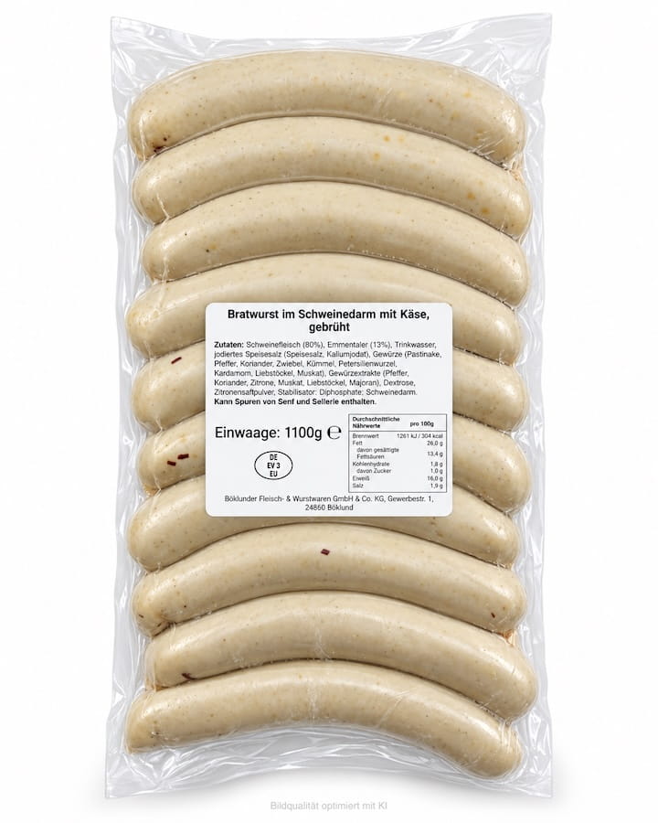Bratwurst im Schweinedarm mit Käse XXL 1100g