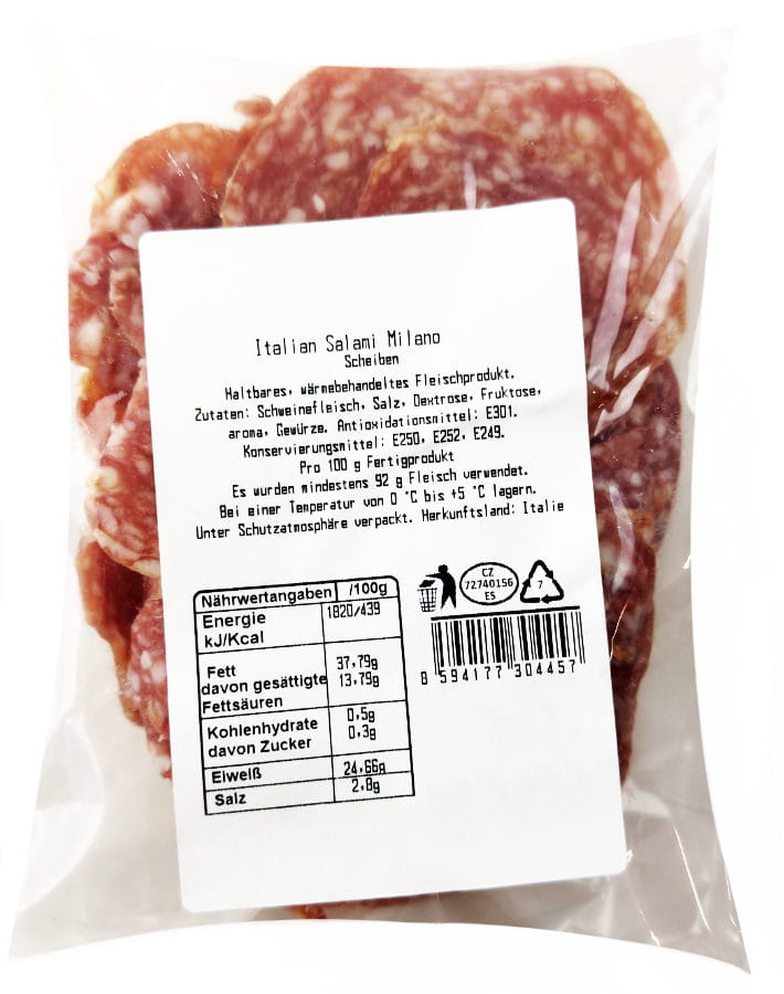 Italienische Salami Milano In Scheiben 250g