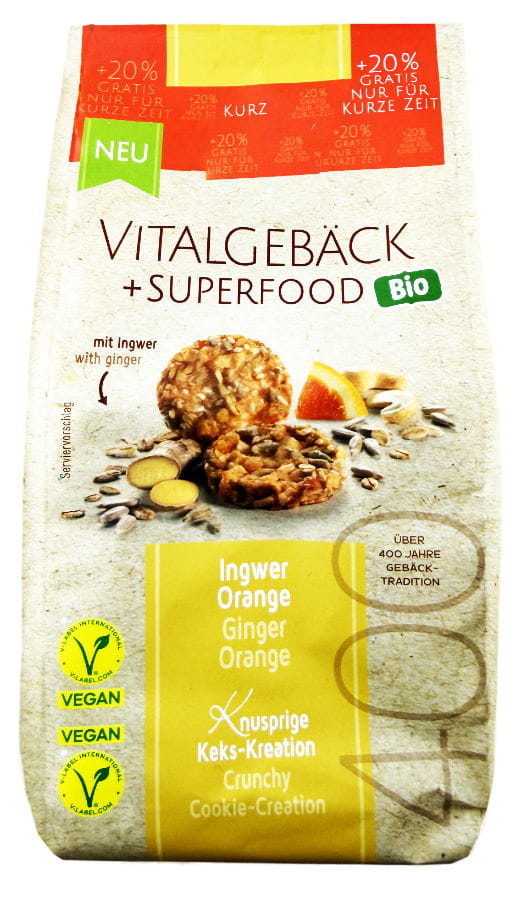 BIO Vitalgebäck Superfood Mit Ingwer Und Orange 180g