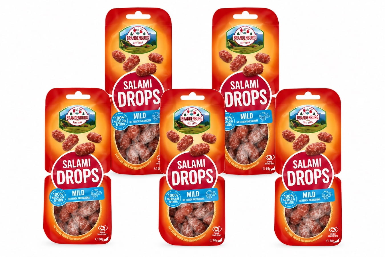 5x Handl Tyrol Salami Drops Mild 70g 