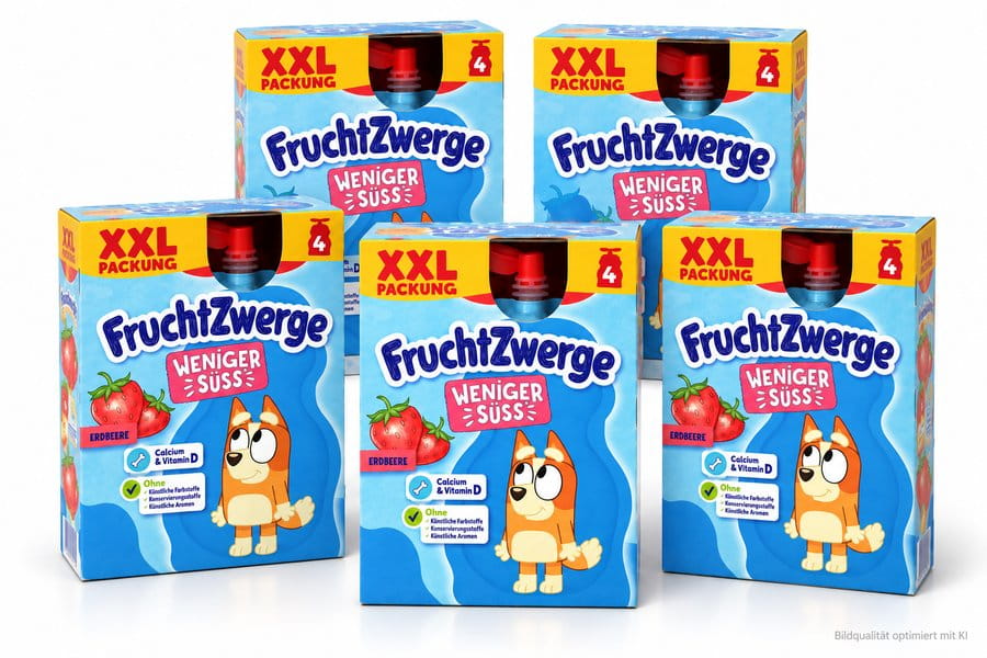 5x Frucht Zwerge Erdbeere Weniger Süß XXL 4er 280g