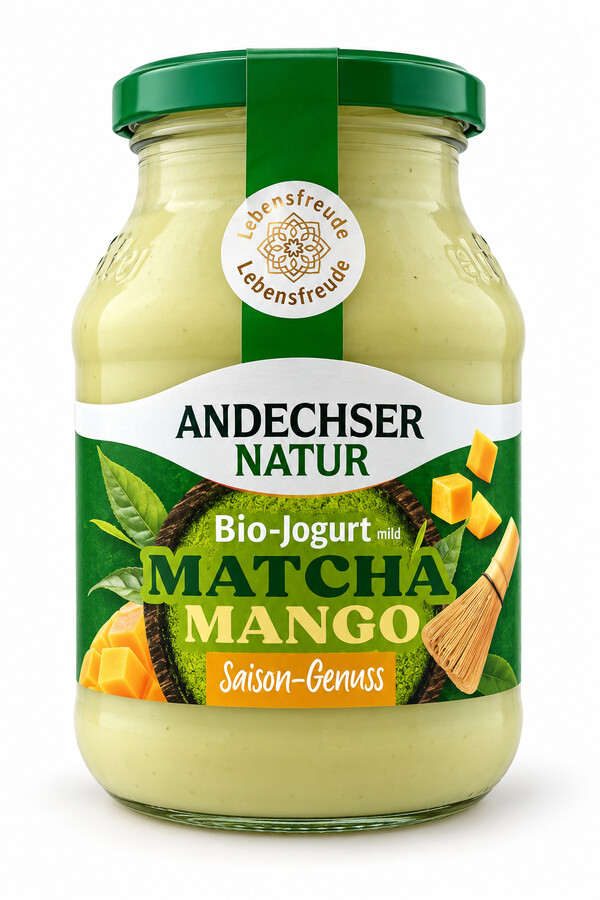 Andechser Natur BIO Jogurt Matcha Mango im Glas 500g