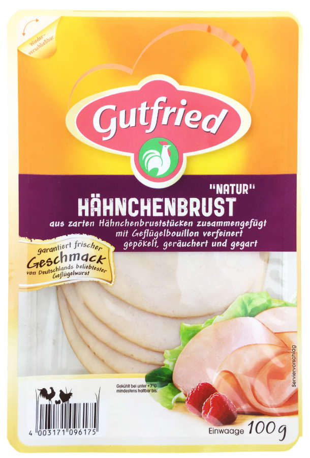 Gutfried Hähnchenbrust Natur Aufschnitt 100g