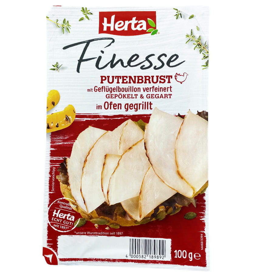 Herta Finesse Putenbrust mit Geflügelbouillon verfeinert im Ofen gegrillt 100g