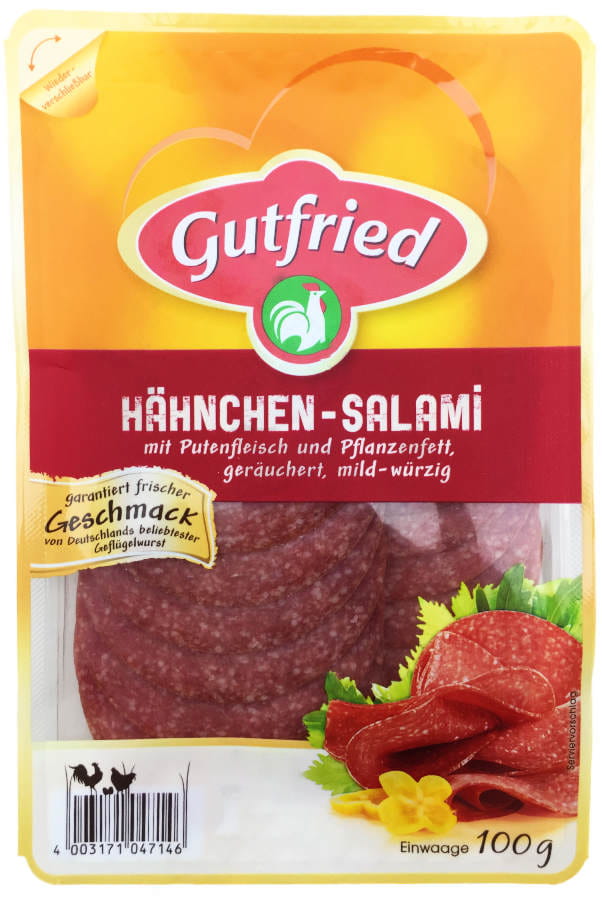 IMG_3995 Gutfried Hähnchen Salami mit Putenfleisch 100g