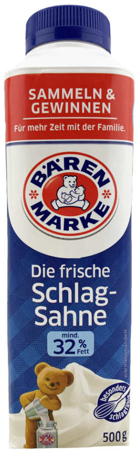 Bärenmarke die frische Schlagsahne mind 32% Fett 500g