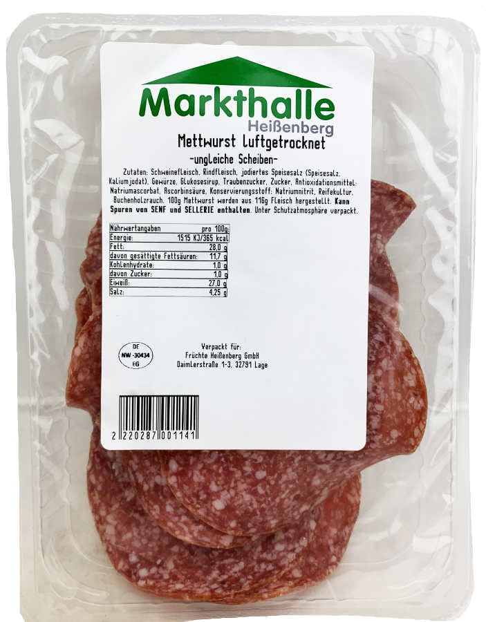 Markthallen Mettwurst ungleiche Scheiben ca 190g
