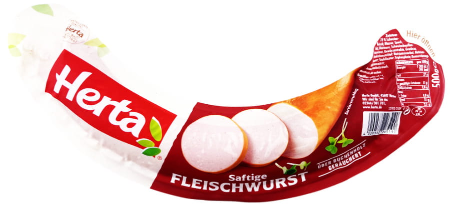 Herta saftige Fleischwurst mit Buchenholz geräuchert 500g
