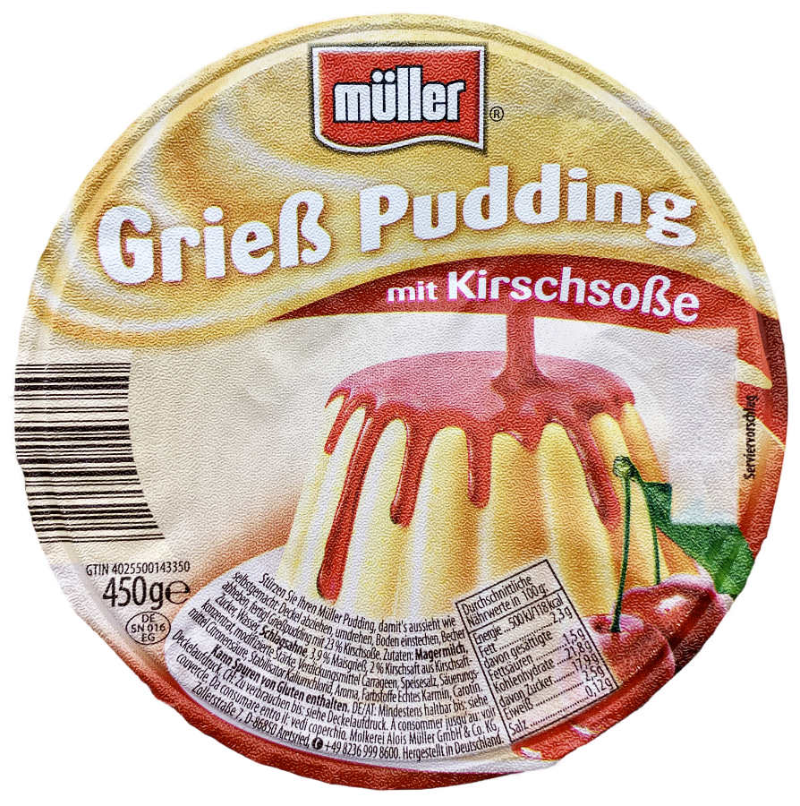 Müller Grieß Pudding mit Kirschsoße 450g