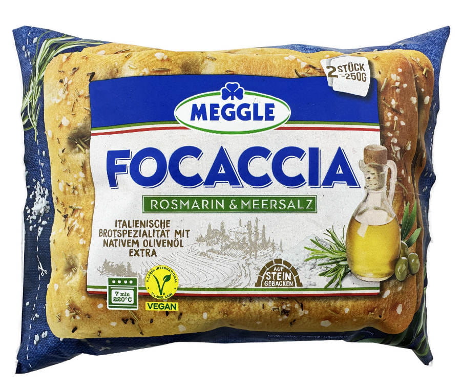 Meggle Focaccia Brot mit Rosmarin und Meersalz 2er 250g