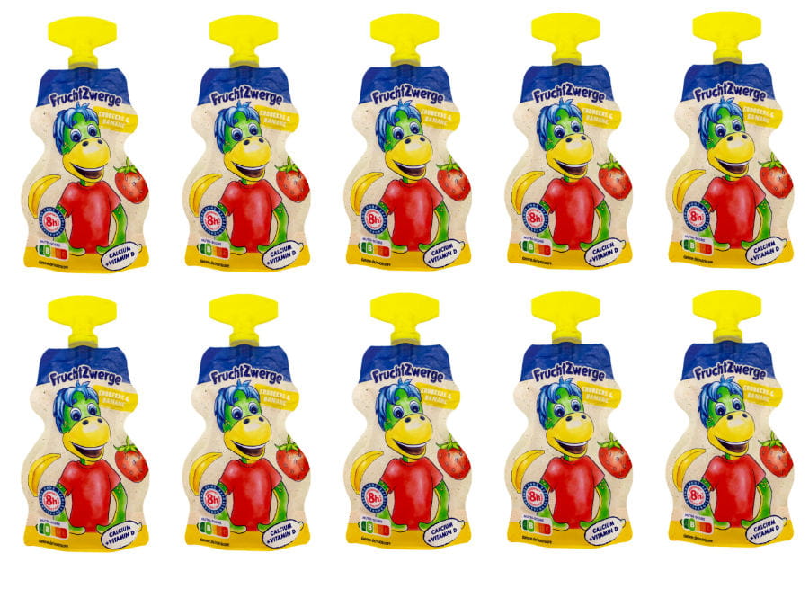 10x Danone Frucht Zwerge Erdbeere und Banane Quetschi 700g 