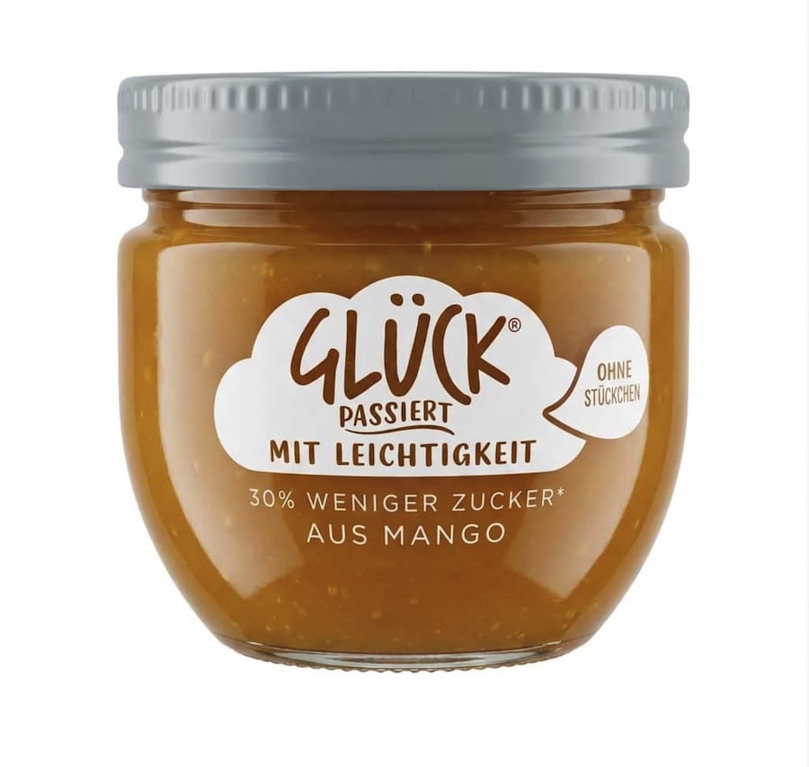 Glück Mango Fruchtaufstrich Ohne Stückchen 30% Weniger Zucker 230g