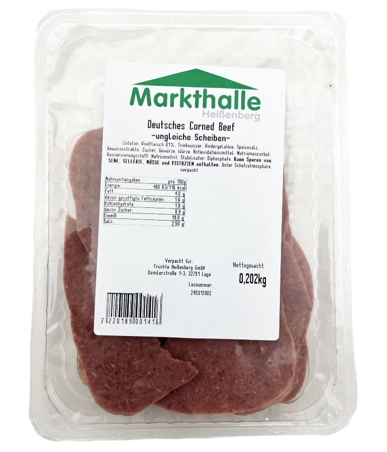 Markthallen Corned Beef ungleiche Scheiben ca 200g