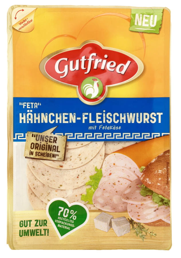 Gutfried Hähnchenfleischwurst mit Fetakäse 80g