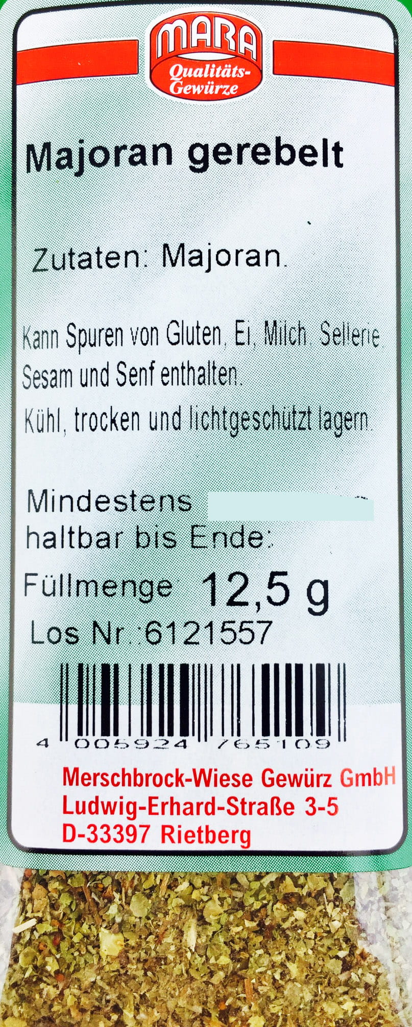 Majoran Gewürz gerebelt 12,5g