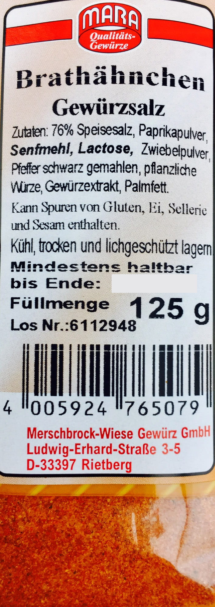 Brathähnchen Gewürzsalz 125g