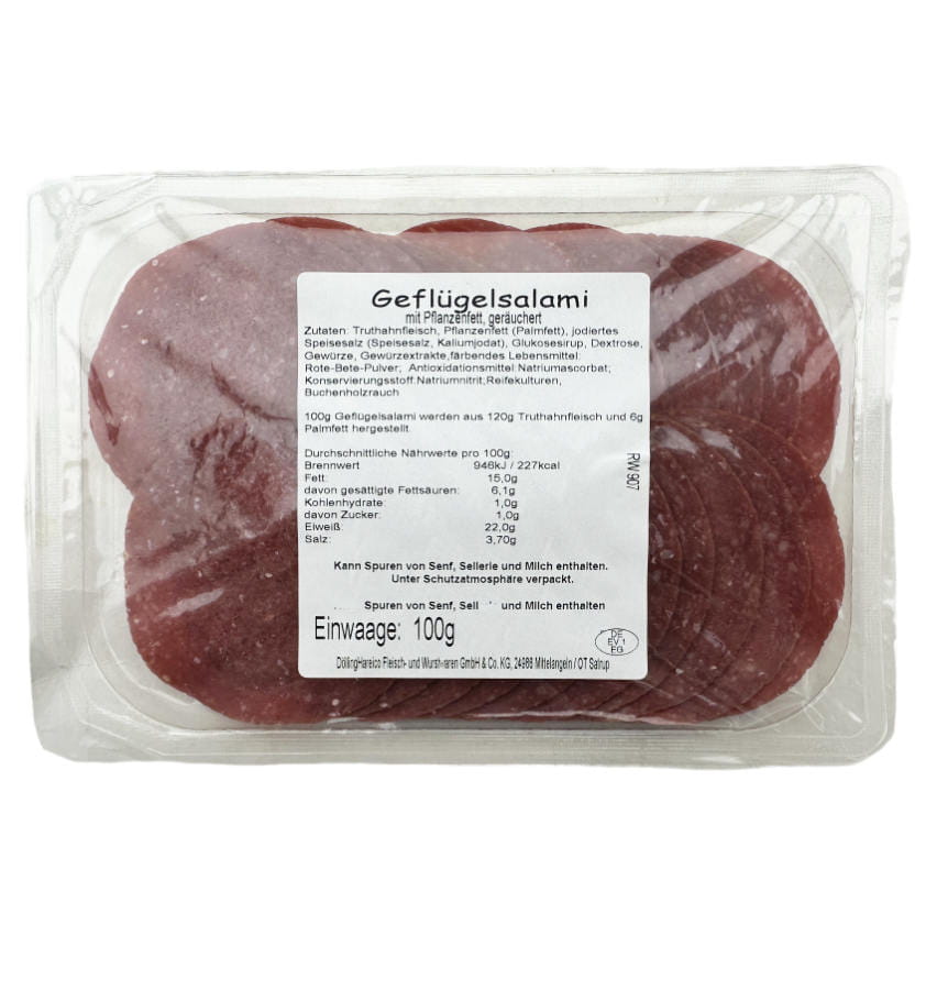 Hareico Geflügelsalami mit Pflanzenfett In Scheiben 100g