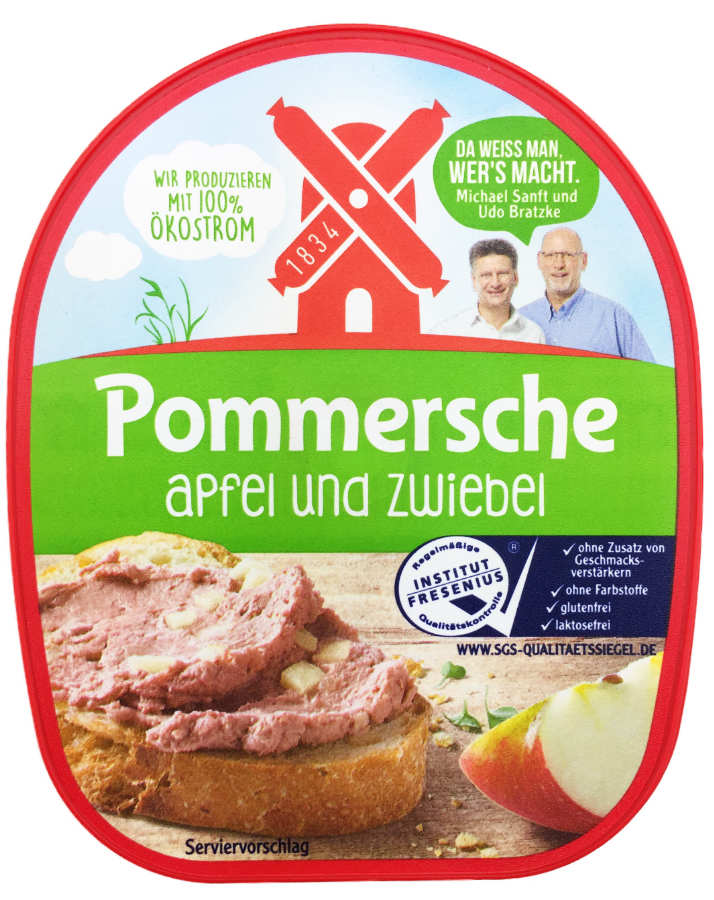 Pommersche feine Gutsleberwurst mit Apfel und Zwiebel 125g