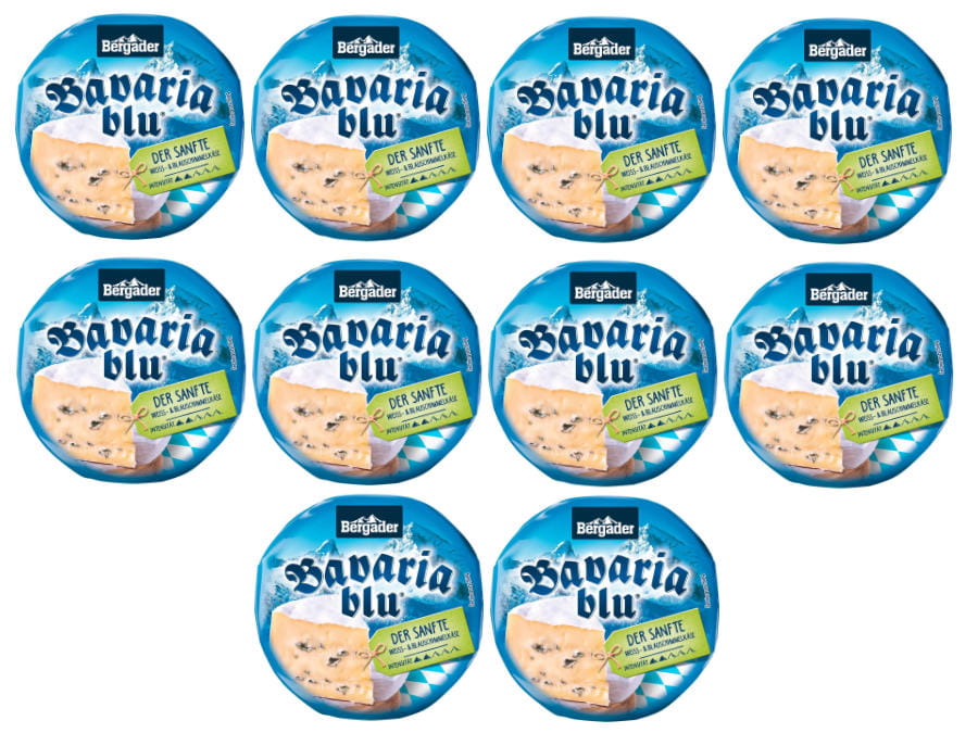 10x Bergader Bavaria Blu der milde Blauschimmel Weichkäse 130g