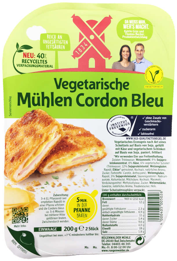 Rügenwalder vegetarische Mühlen Schnitzel Cordon Bleu 2er 200g