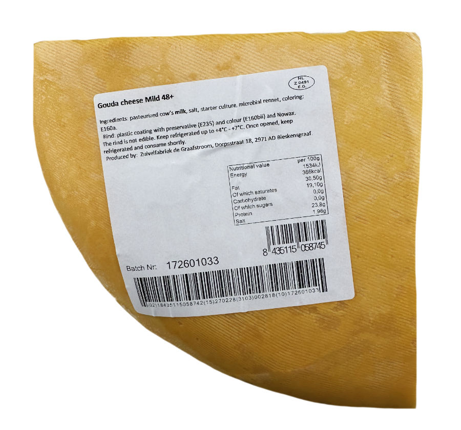 Holland Gouda Käse Rad Viertel ca 2750g 48% Fett i.Tr.