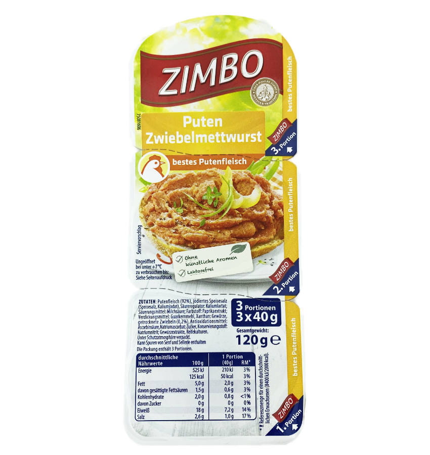 Zimbo Puten Zwiebelmettwurst 120g