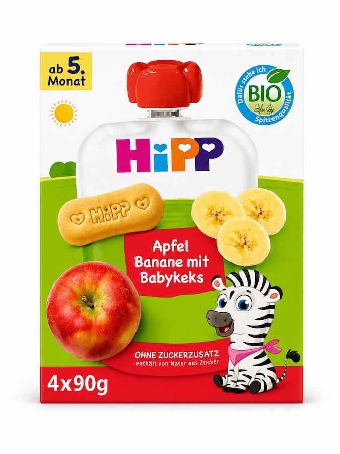 Hipp Quetschies Apfel Banane Babykeks 4er 360g