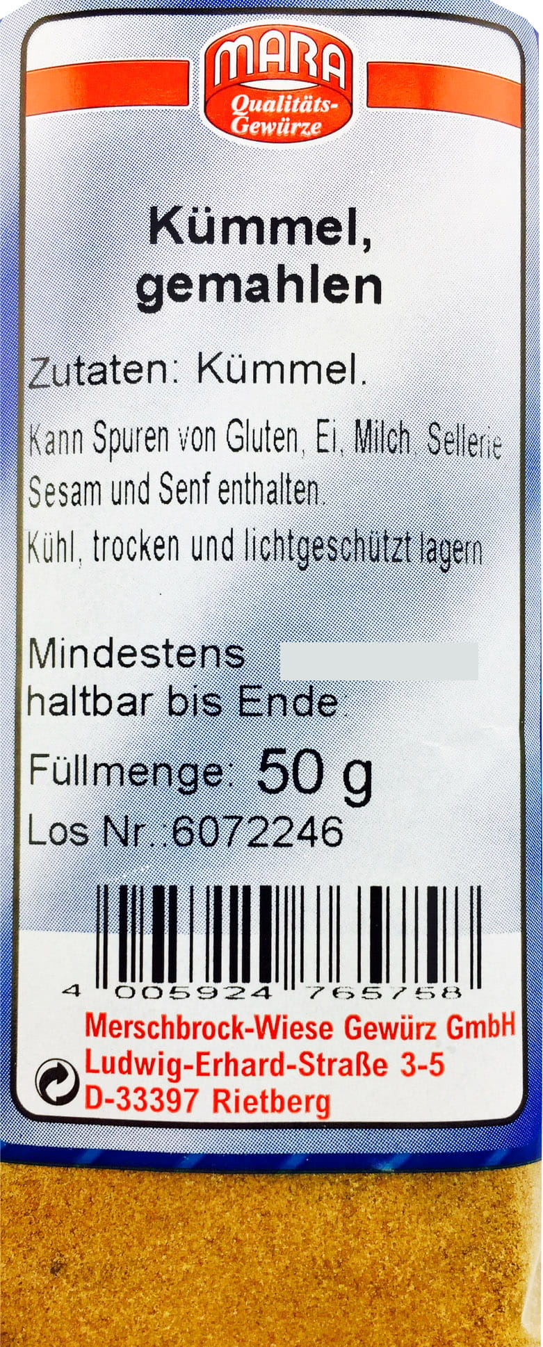 Kümmel Gewürz gemahlen 50g