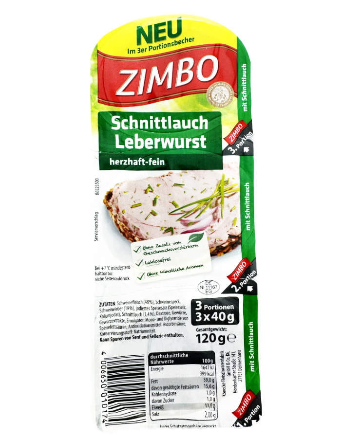 Zimbo Schnittlauch Leberwurst Portionen 3er 120g