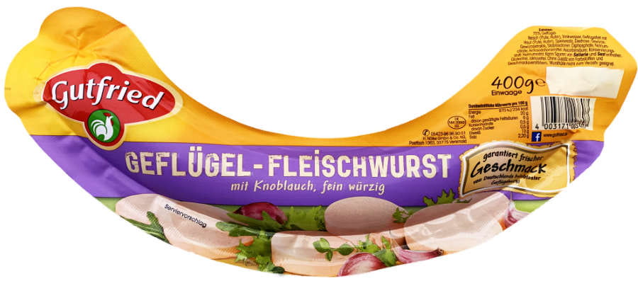 Gutfried Geflügel Fleischwurst mit Knoblauch fein würzig 400g