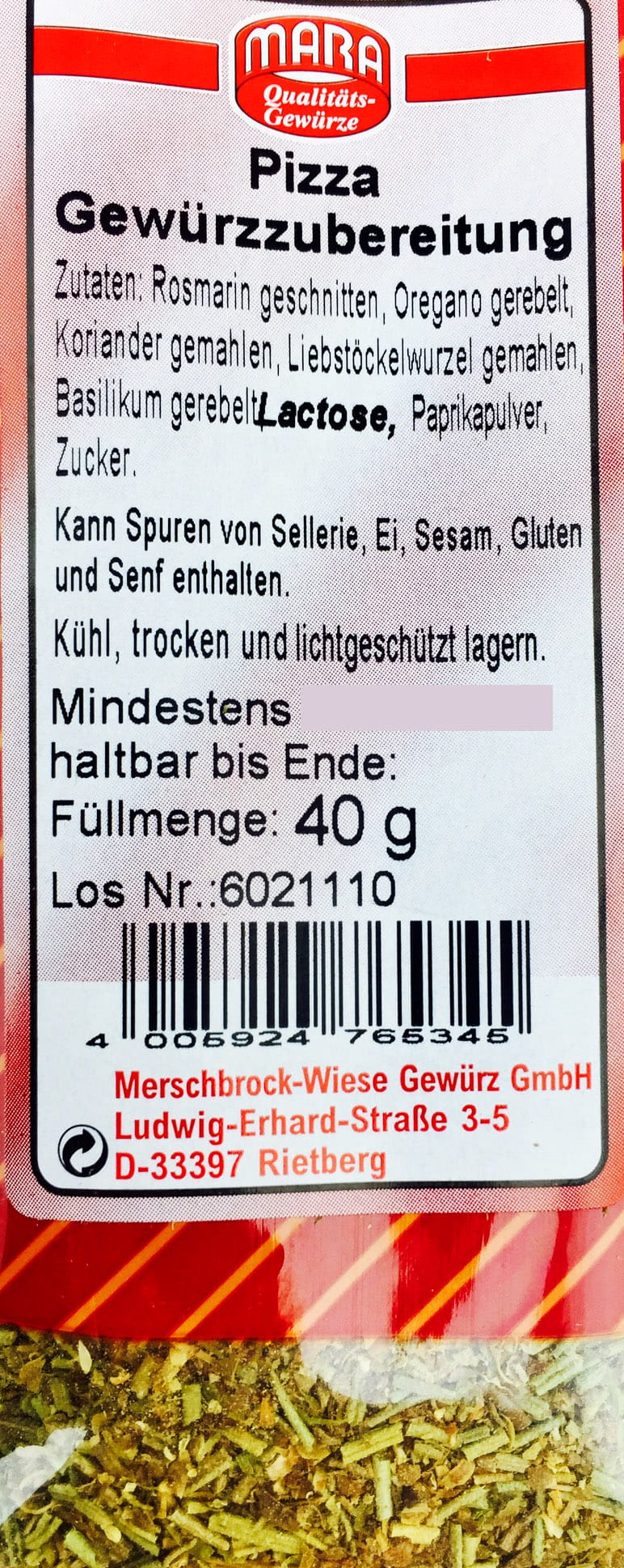 Pizza Gewürzzubereitung 40g