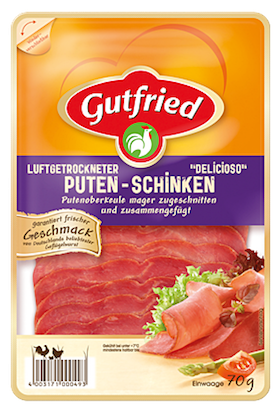 Gutfried Luftgetrockneter Putenschinken 70g Aufschnitt
