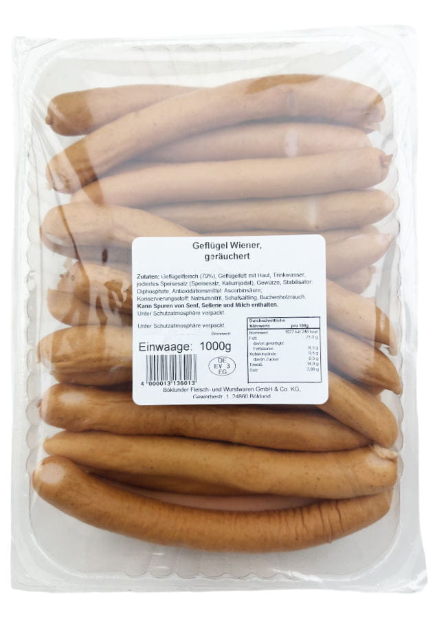 Geflügel Wiener Geräuchert XL 1000g